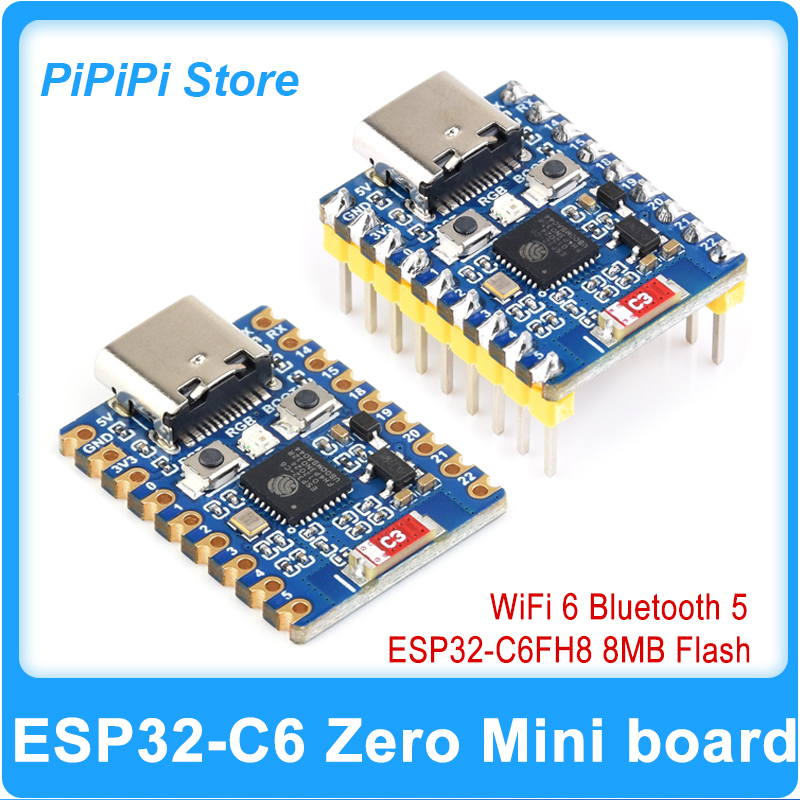 Espressif Esp32 - ESP32-C6 ゼロスーパーミニ開発ボード、ESP32-C6FH8 ベース、8MB フラッシュメモリ、2.4G セラミックアンテナ、WiFi 6、Bluetooth