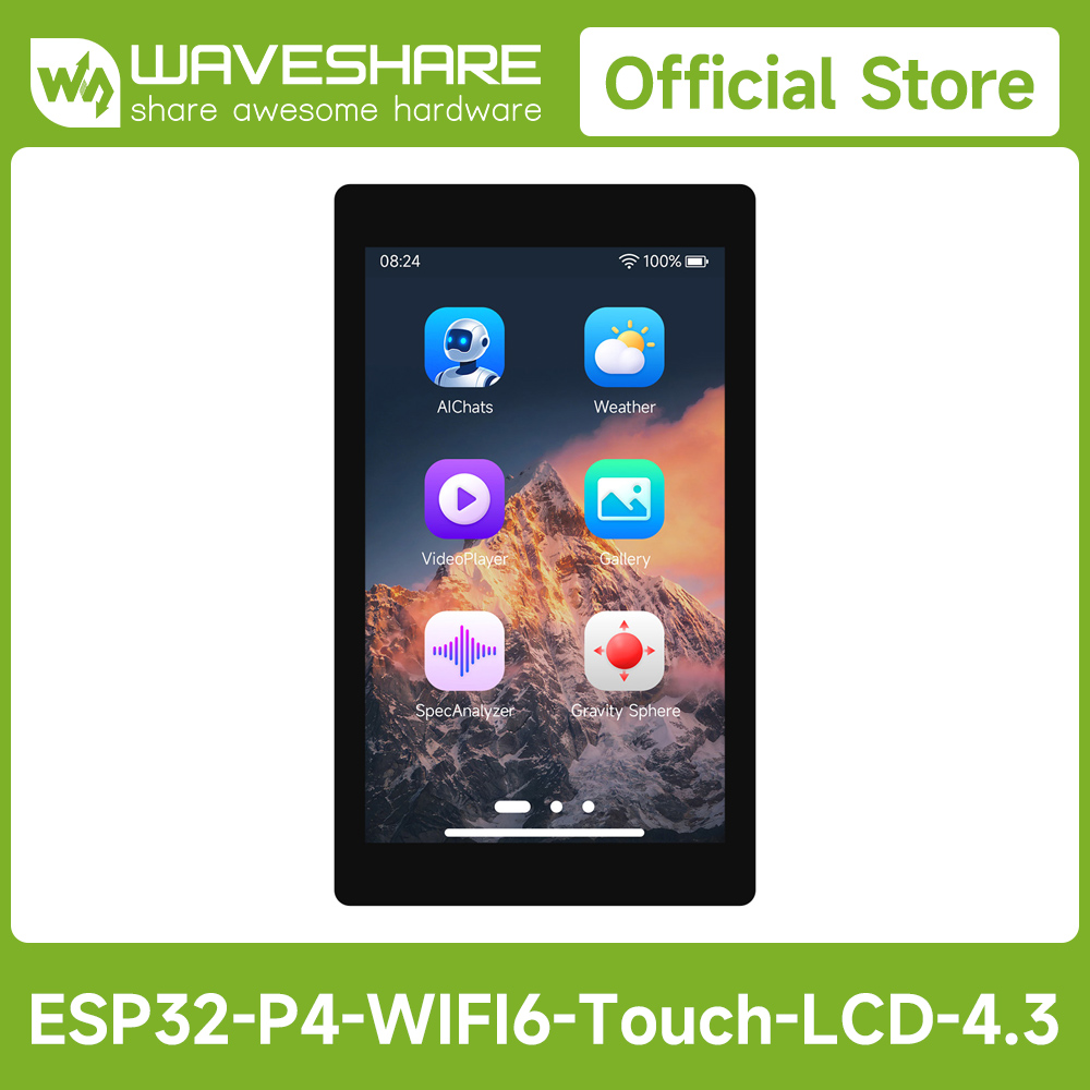 Esp32 Development Board - Waveshare ESP32-P4-WIFI6 4.3インチ開発ボード、480 × 800解像度、5点タッチ、オンボードオーディオコーデックチップ Wi-Fi