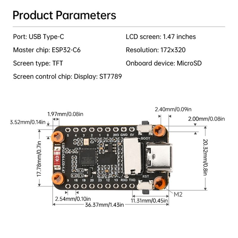 【NEW A09R!】 Esp32-C6 1.47インチ液晶 - Esp32 C6 のレビューと価格